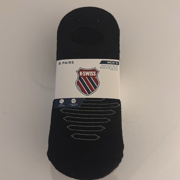 Kswiss Socks Mens Black 8 Pack No Show Cushioned - Picture 3 of 3